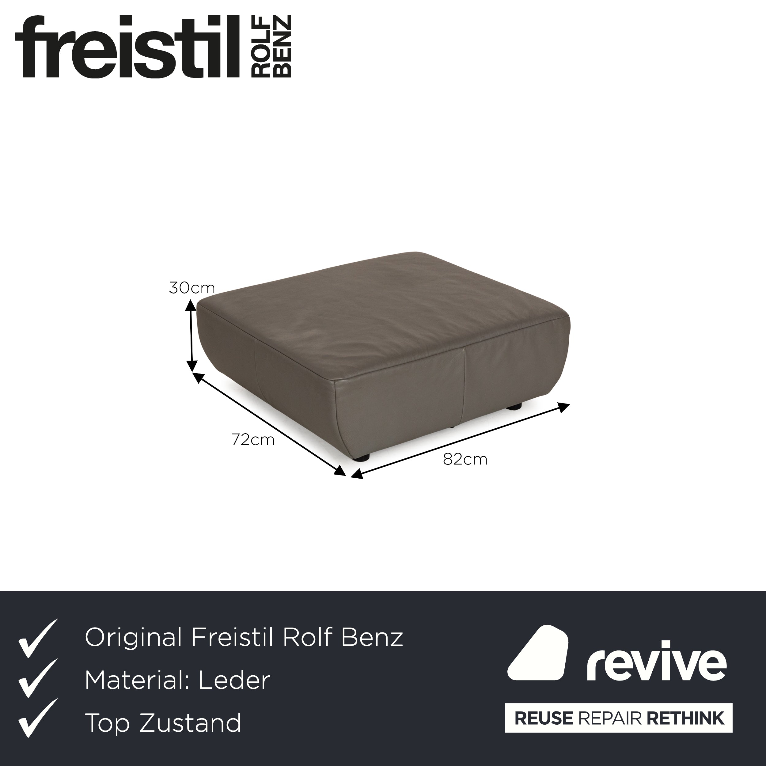 Freistil Rolf Benz Leder Hocker Grau