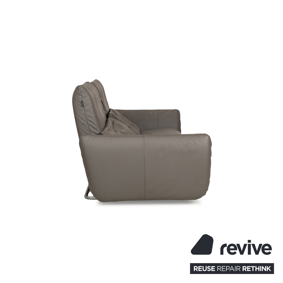 Freestyle Rolf Benz Leather Sofa Set Grey Two-Seater Stool Couch Manual Function