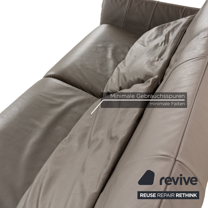 Freestyle Rolf Benz Leather Sofa Set Grey Two-Seater Stool Couch Manual Function