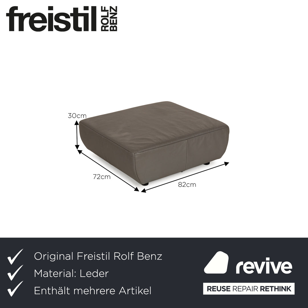 Freestyle Rolf Benz Leather Sofa Set Grey Two-Seater Stool Couch Manual Function