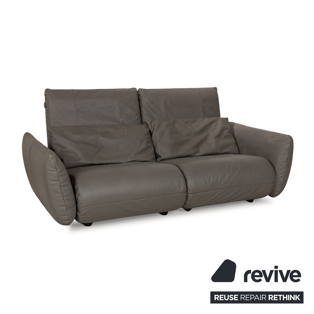 Freestyle Rolf Benz Leather Sofa Set Grey Two-Seater Stool Couch Manual Function