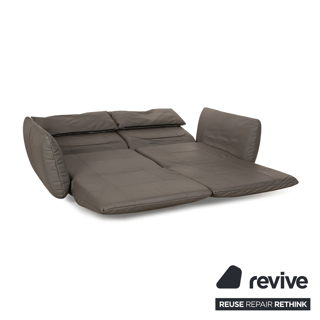 Freestyle Rolf Benz Leather Sofa Set Grey Two-Seater Stool Couch Manual Function