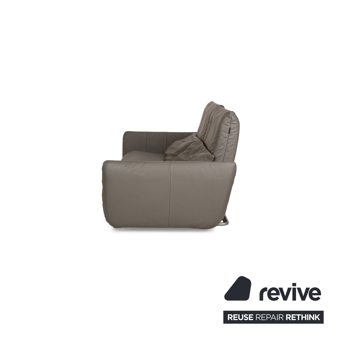 Freestyle Rolf Benz Leather Sofa Set Grey Two-Seater Stool Couch Manual Function