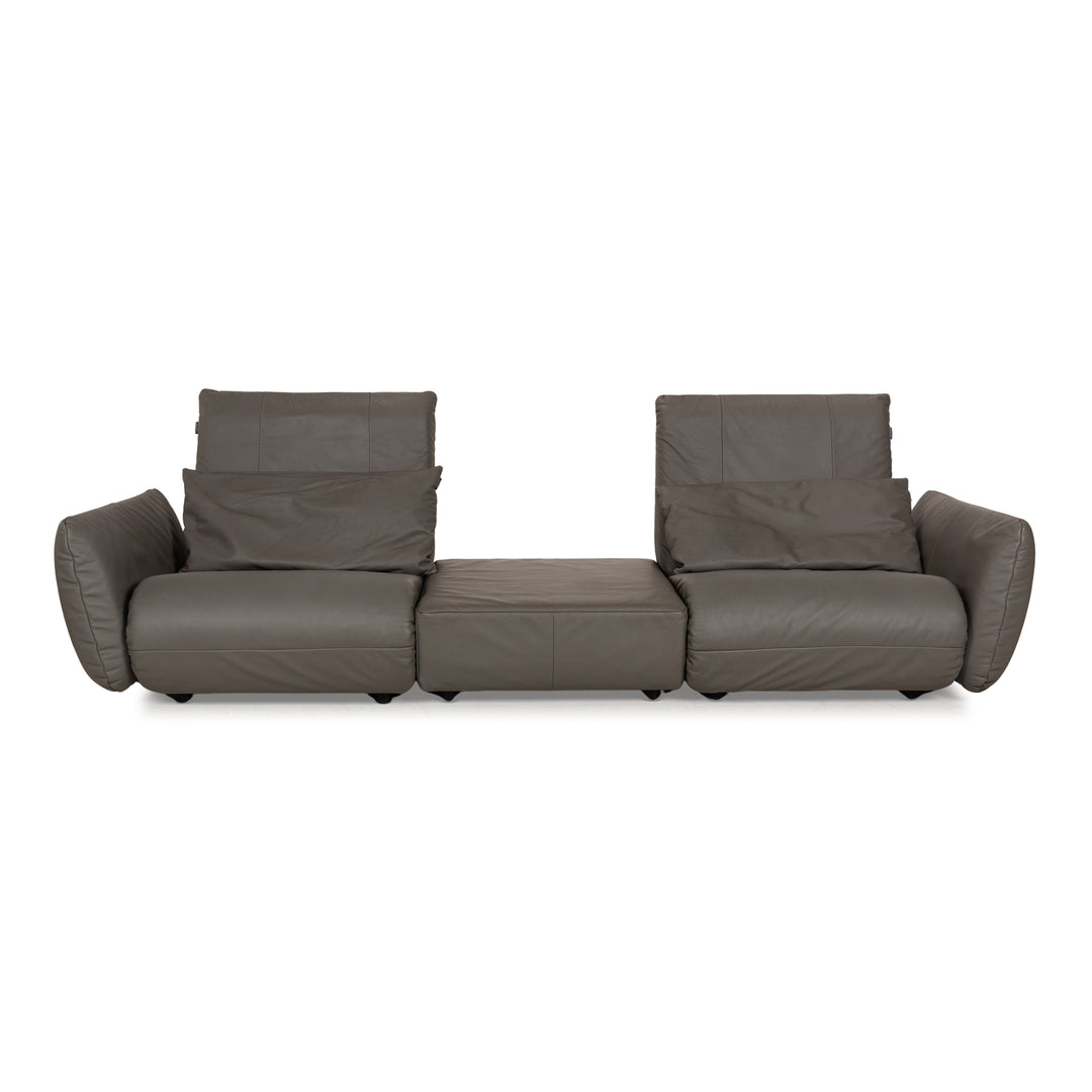 Freestyle Rolf Benz Leather Sofa Set Grey Two-Seater Stool Couch Manual Function