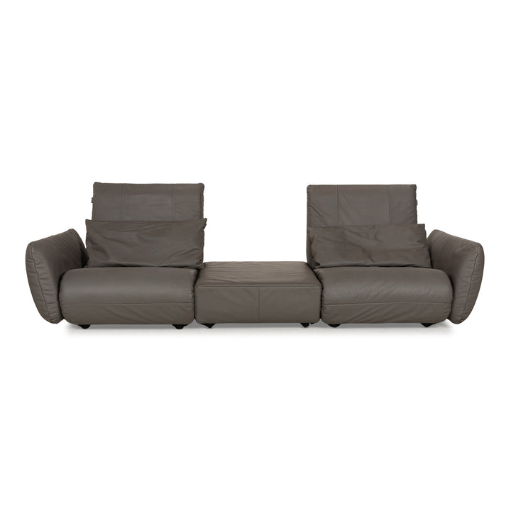 Freestyle Rolf Benz Leather Sofa Set Grey Two-Seater Stool Couch Manual Function