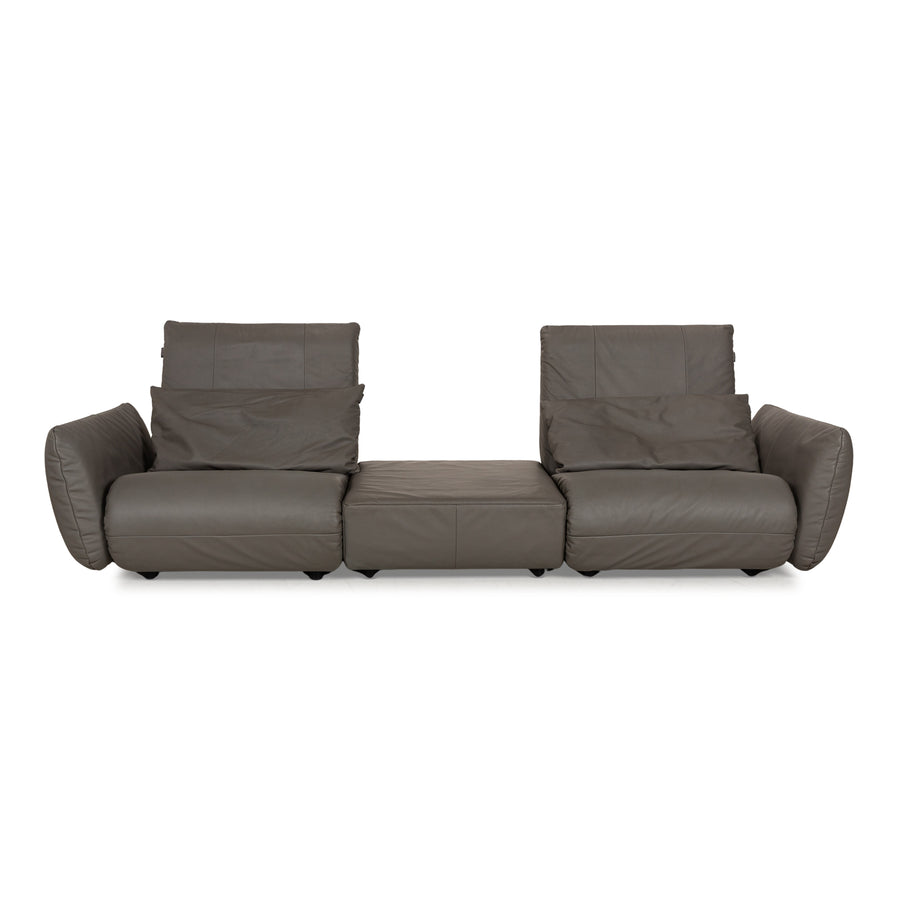 Freestyle Rolf Benz Leather Sofa Set Grey Two-Seater Stool Couch Manual Function