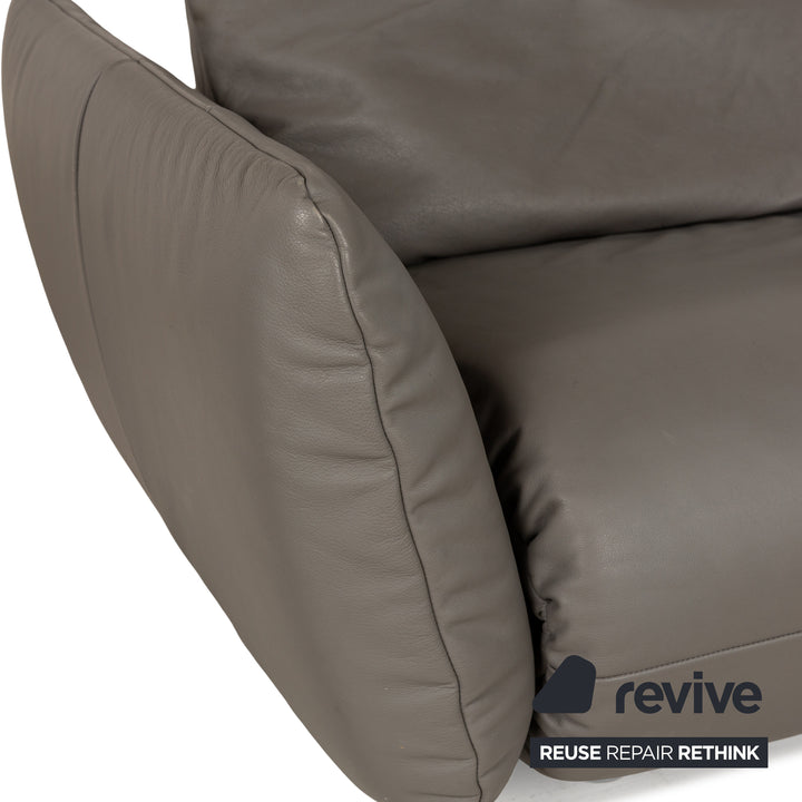 Freestyle Rolf Benz Leather Sofa Set Grey Two-Seater Stool Couch Manual Function