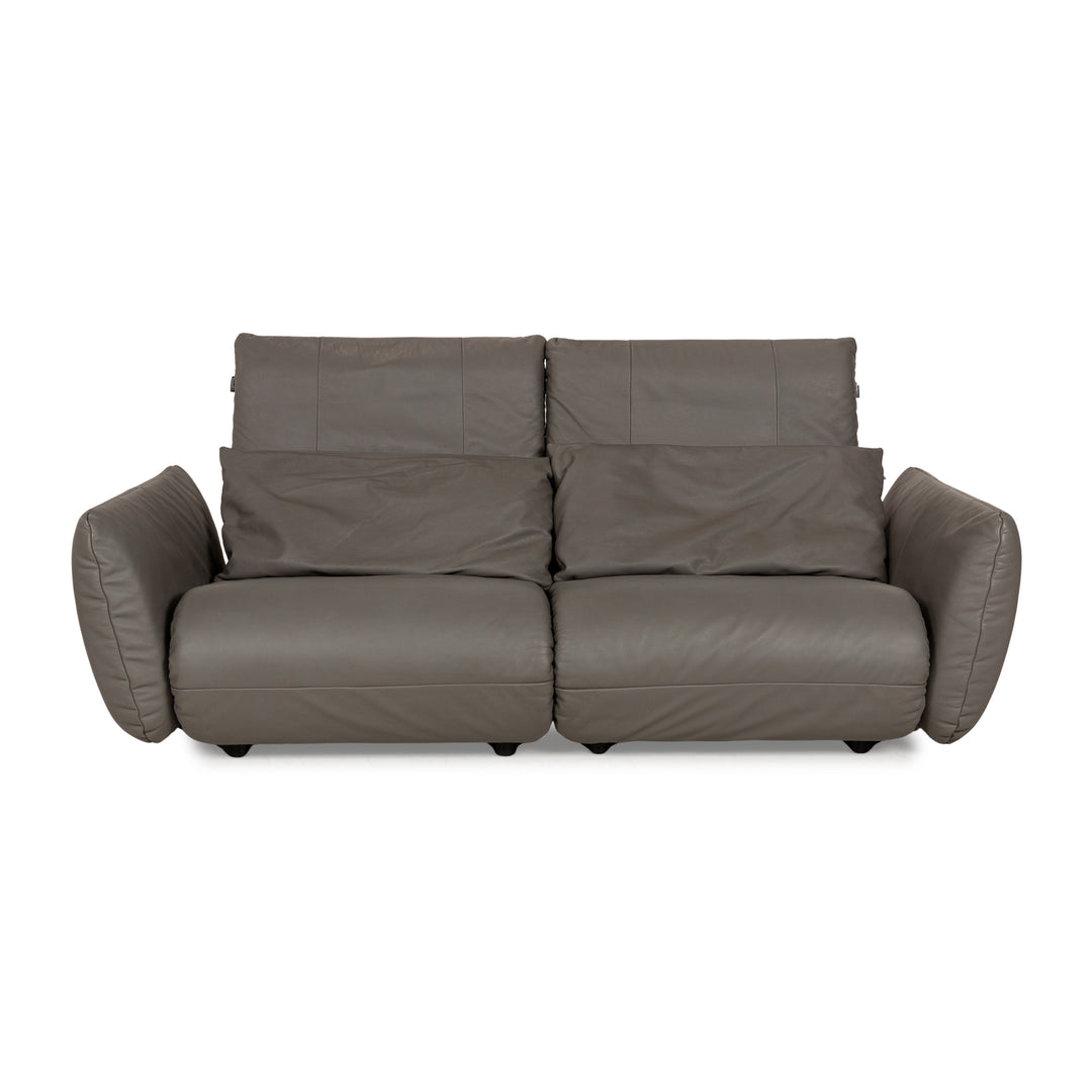 Freistil Rolf Benz Leather Two-Seater Gray Sofa Couch Manual Function