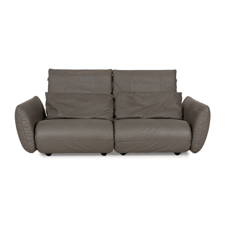 Freistil Rolf Benz Leather Two-Seater Gray Sofa Couch Manual Function