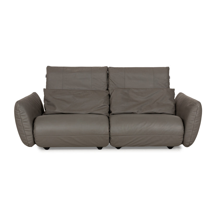 Freistil Rolf Benz Leather Two-Seater Gray Sofa Couch Manual Function