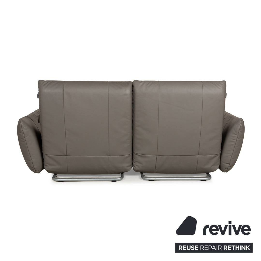 Freistil Rolf Benz Leather Two-Seater Gray Sofa Couch Manual Function