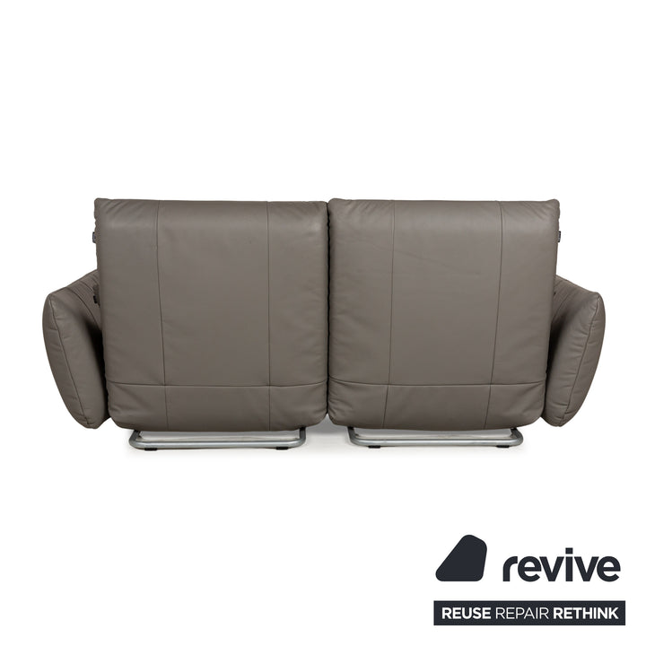 Freistil Rolf Benz Leather Two-Seater Gray Sofa Couch Manual Function