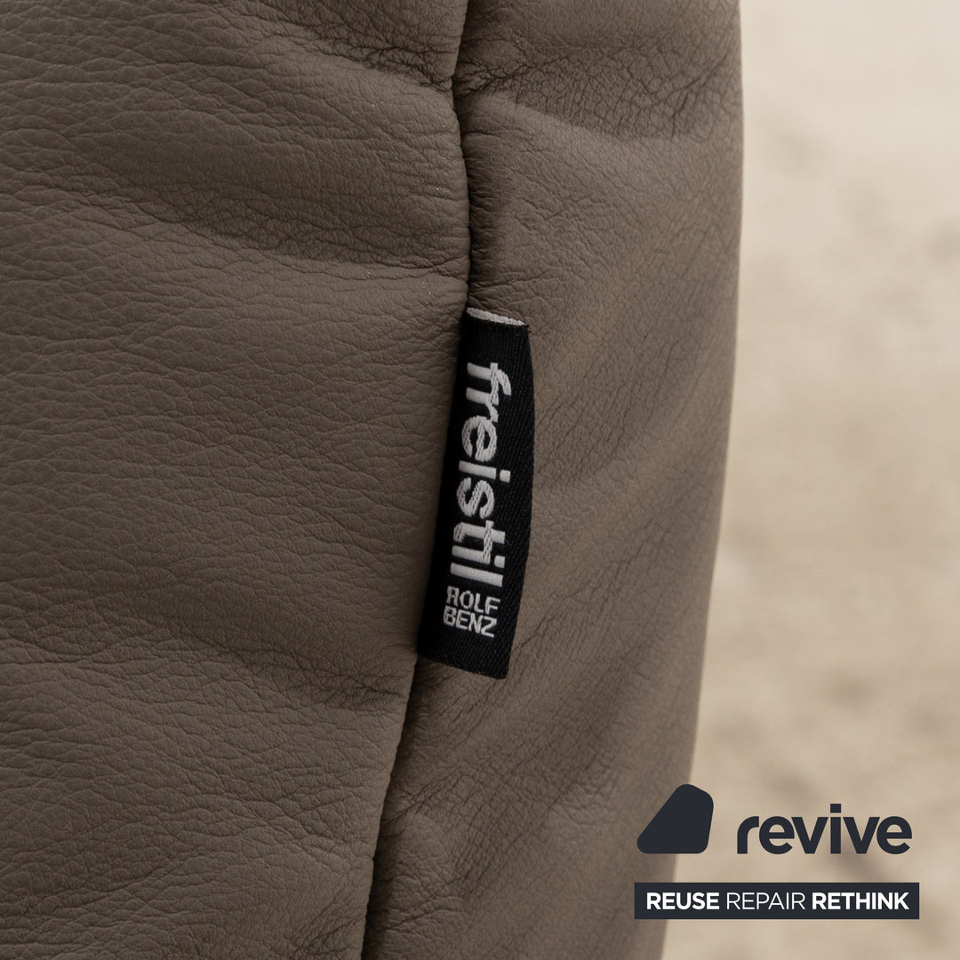 Freistil Rolf Benz Leather Two-Seater Gray Sofa Couch Manual Function