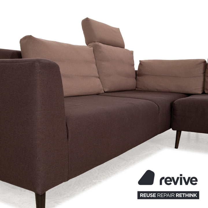 Freestyle Rolf Benz fabric corner sofa brown sofa couch