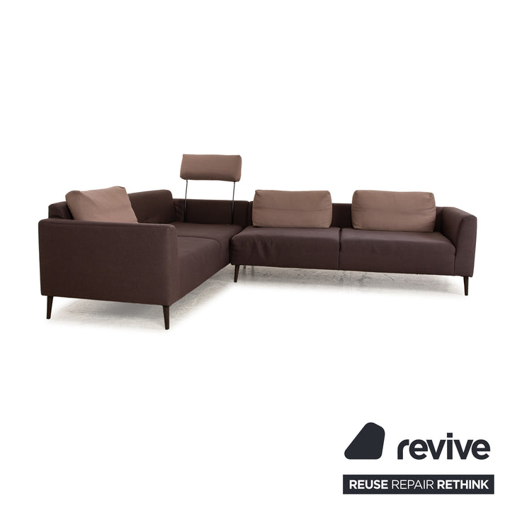 Freestyle Rolf Benz fabric corner sofa brown sofa couch