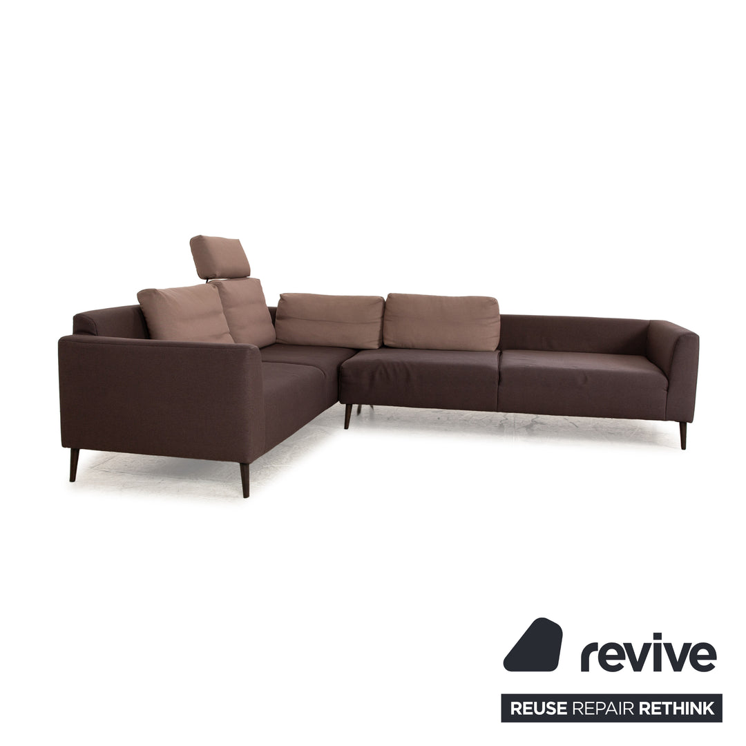 Freestyle Rolf Benz fabric corner sofa brown sofa couch