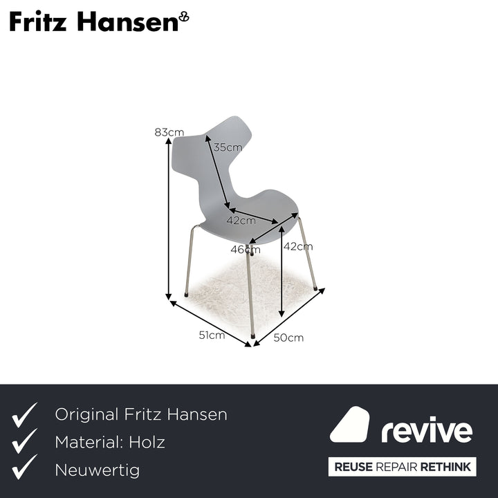 Fritz Hansen Chaise Grand Prix Bois Frêne Gris