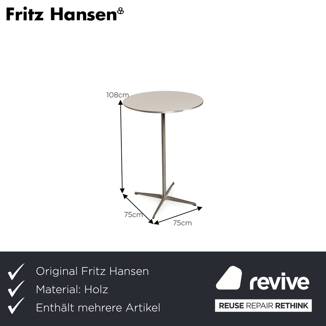 Fritz Hansen Holz Esstisch Garnitur Weiß 6x Stehtisch 75 x 75 x 108 cm