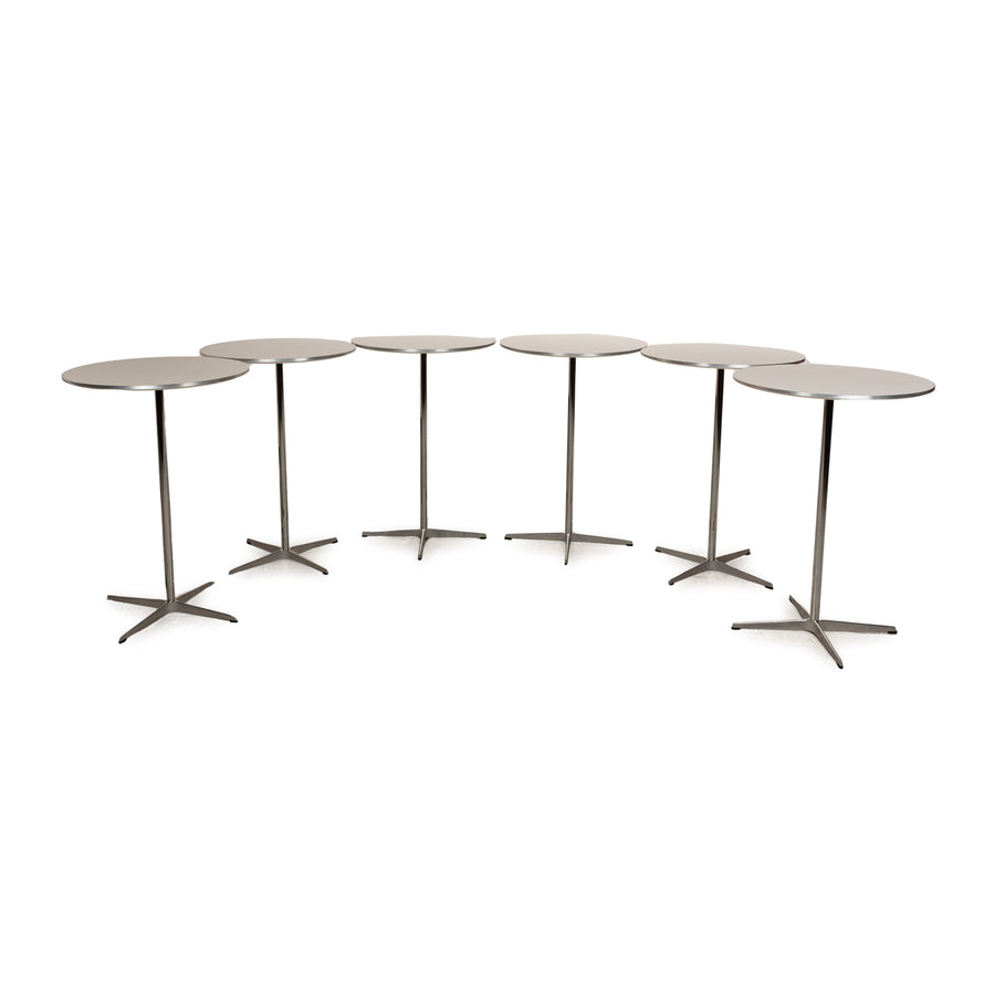 Fritz Hansen wooden dining table set white 6x bar table 75 x 75 x 108 cm