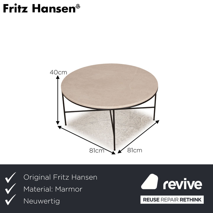 Fritz Hansen Planner coffee table marble beige 81 x 81 x40 cm