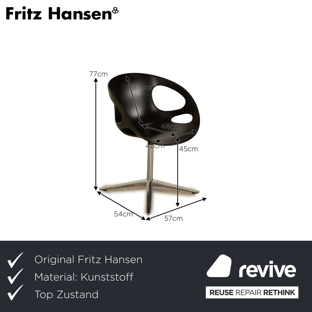 Fritz Hansen Fauteuil RIN en plastique noir fonction pivotante