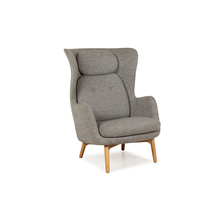 Fritz Hansen RO fabric armchair grey frame natural oak