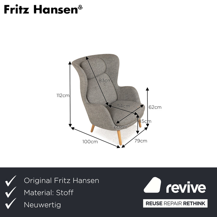 Fritz Hansen RO fabric armchair grey frame natural oak