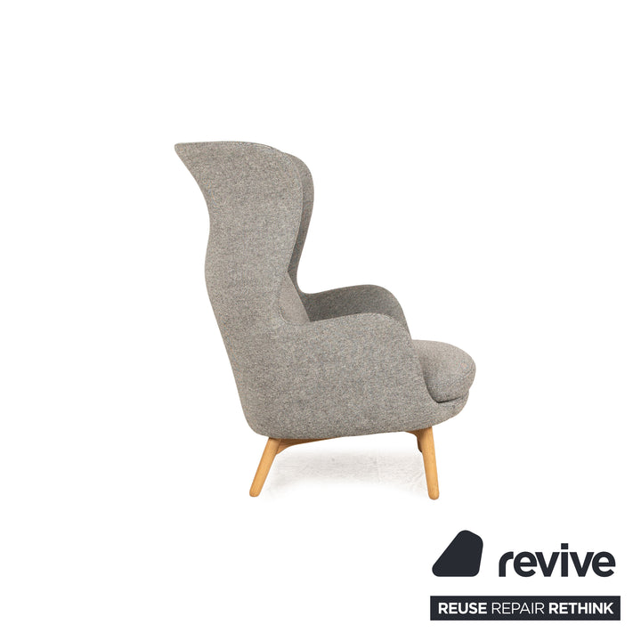 Fritz Hansen RO fabric armchair grey frame natural oak