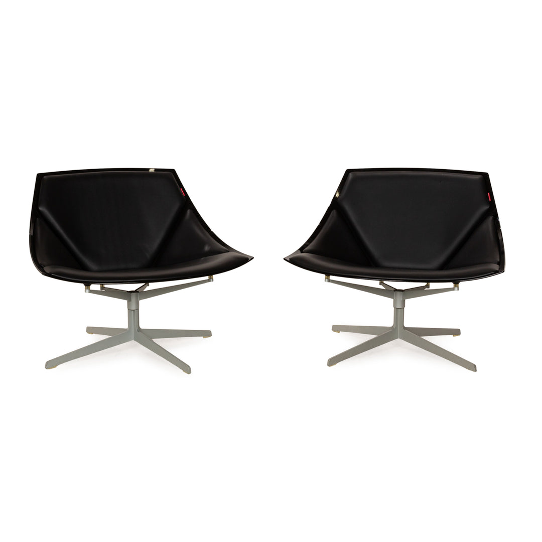 Fritz Hansen Space Leder Sessel Garnitur Schwarz 2x Sessel