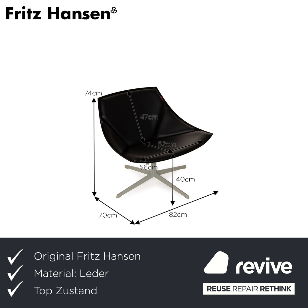 Fritz Hansen Fauteuil Space en Cuir Noir