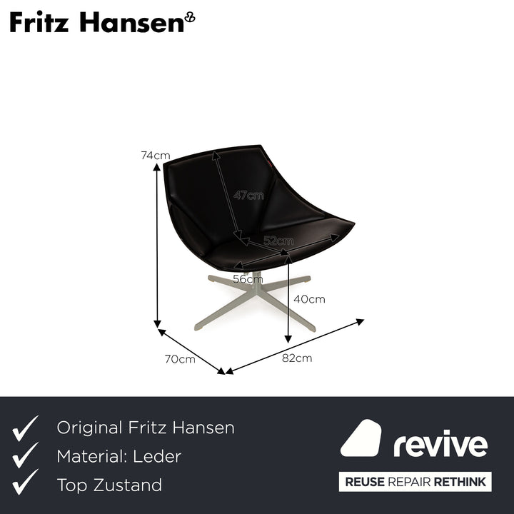 Fritz Hansen Fauteuil Space en Cuir Noir