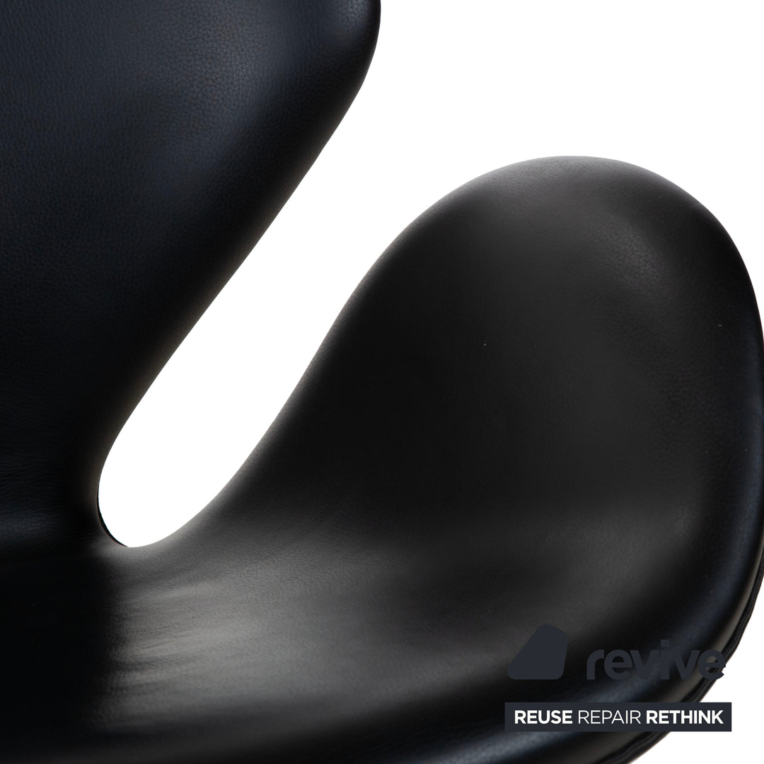 Fritz Hansen Swan Chair Leder Sessel Schwarz