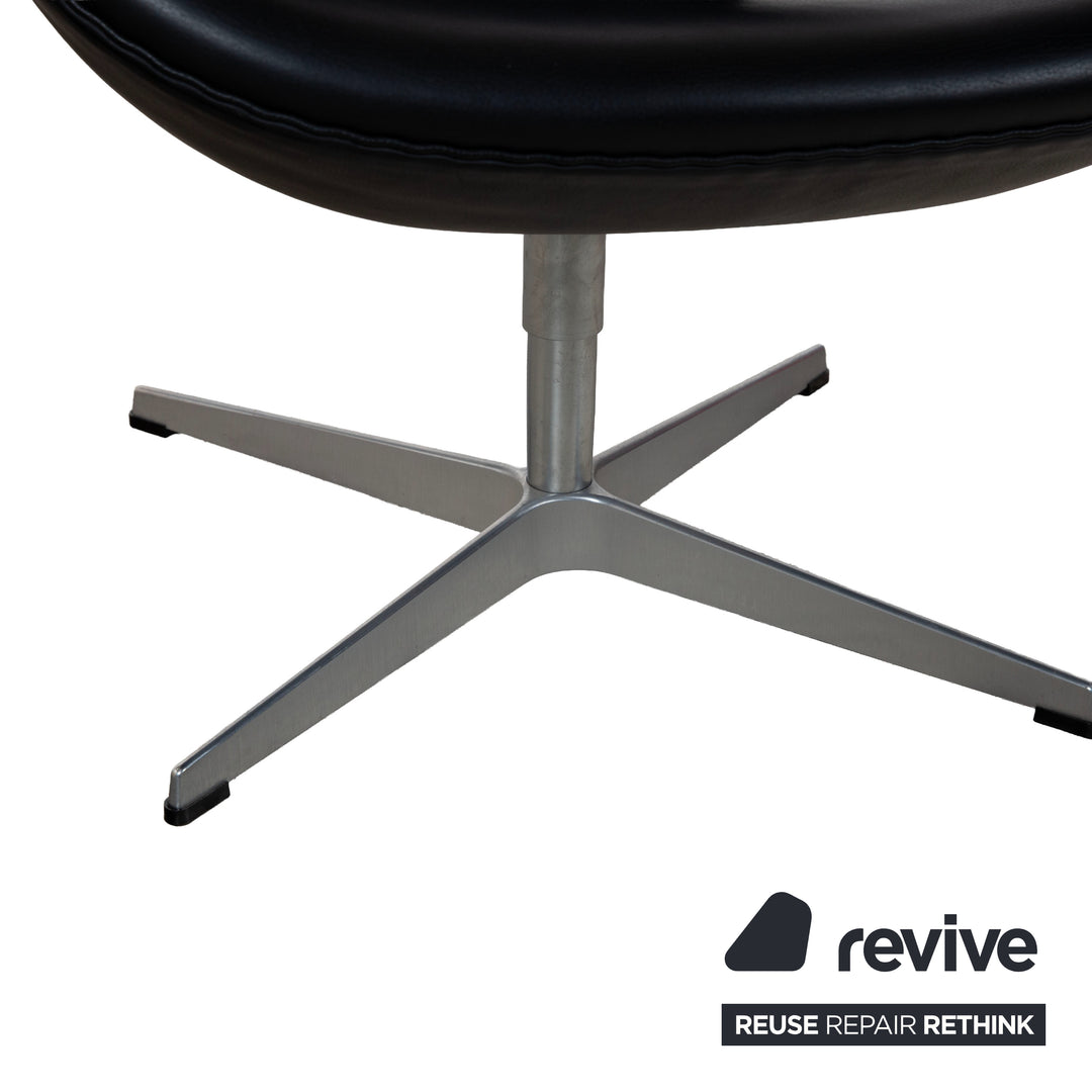 Fritz Hansen Swan Chair Leder Sessel Schwarz