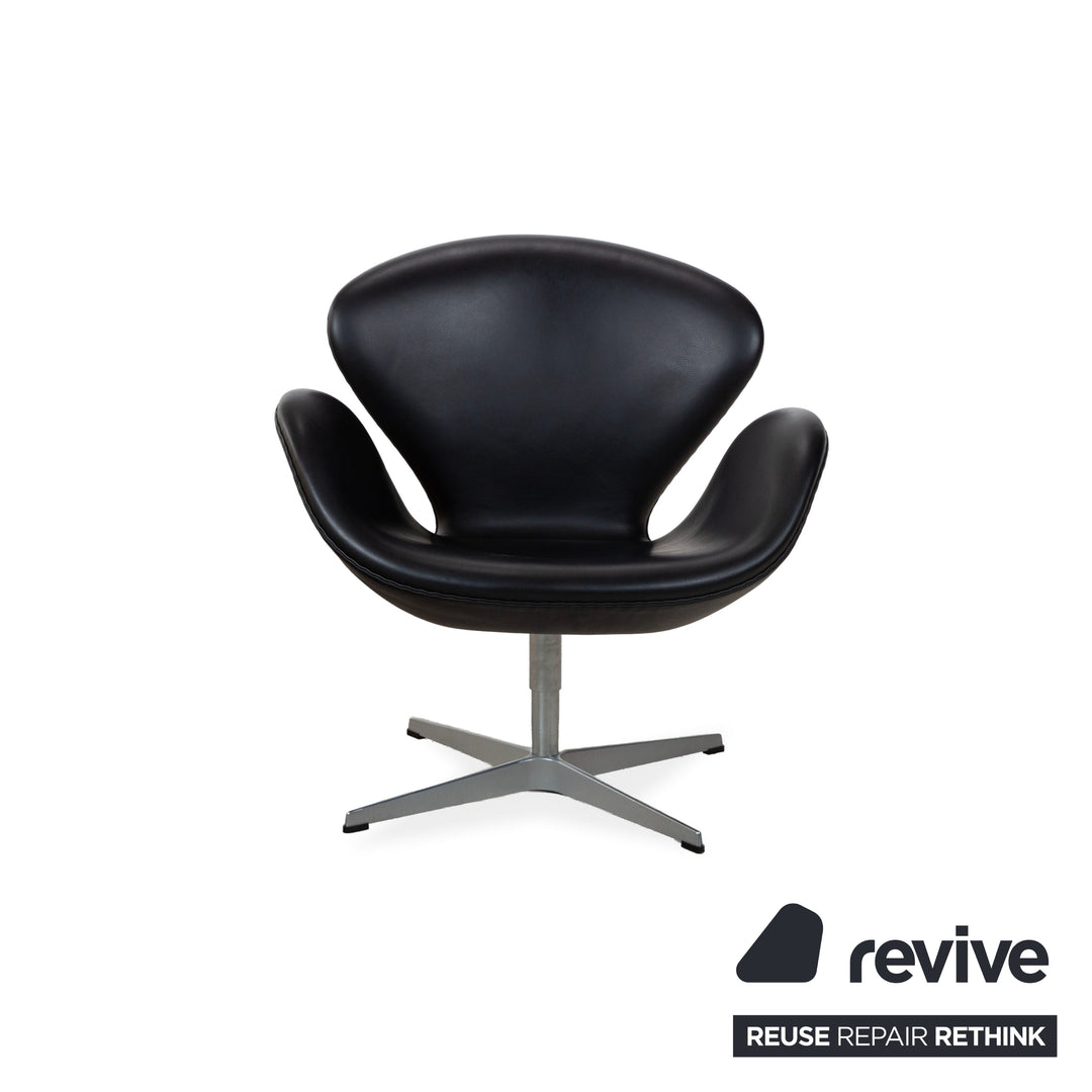 Fritz Hansen Swan Chair Leder Sessel Schwarz