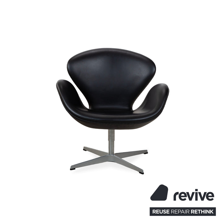 Fritz Hansen Swan Chair Leder Sessel Schwarz