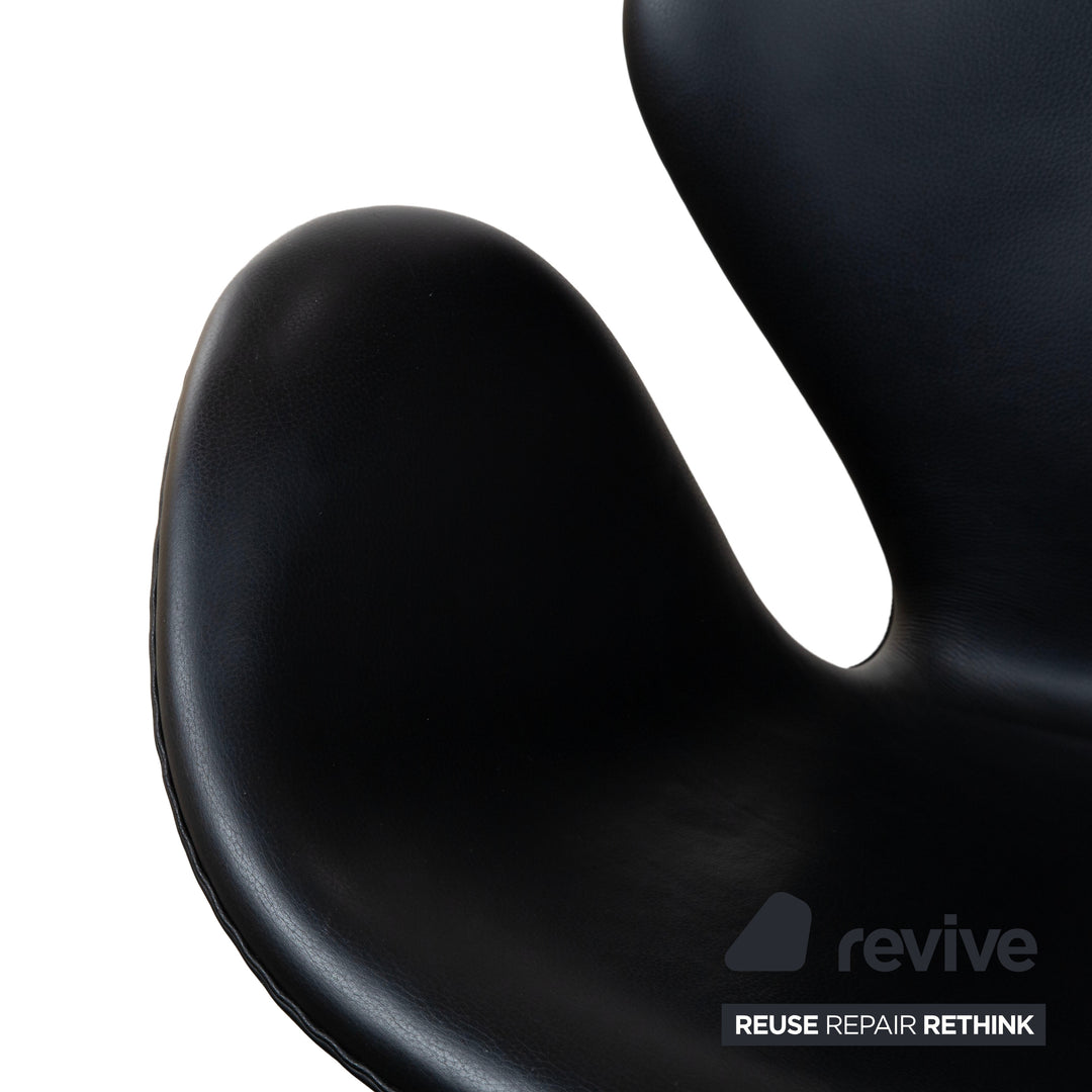 Fritz Hansen Swan Chair Leder Sessel Schwarz