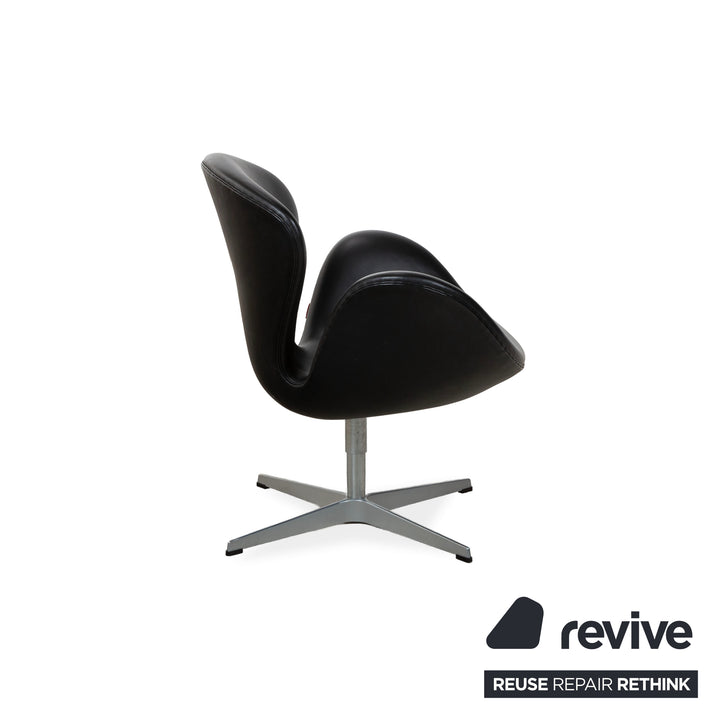 Fritz Hansen Swan Chair Leder Sessel Schwarz