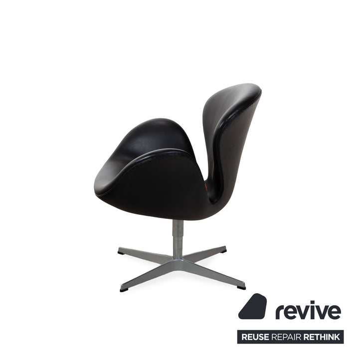 Fritz Hansen Swan Chair leather armchair black manual function with swivel stop function