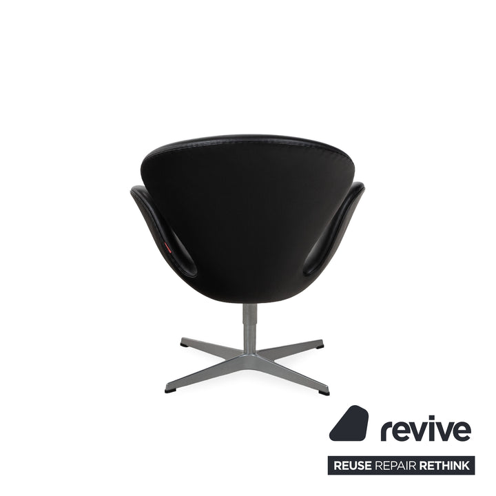 Fritz Hansen Swan Chair leather armchair black manual function with swivel stop function