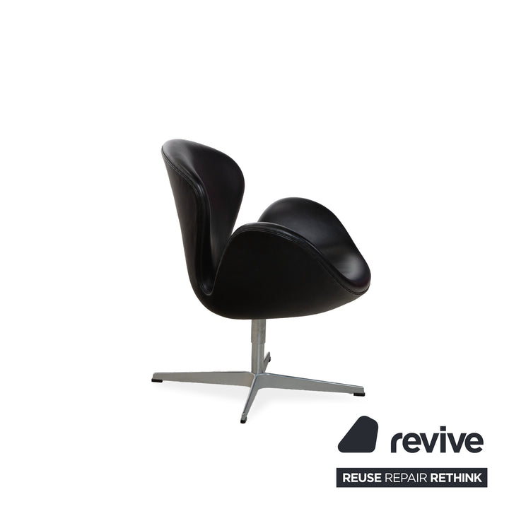 Fritz Hansen Swan Chair Leder Sessel Schwarz