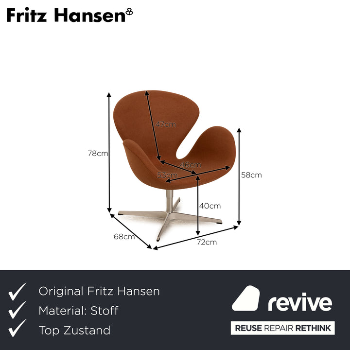 Fritz Hansen Swan Stoff Sessel Braun manuelle Funktion