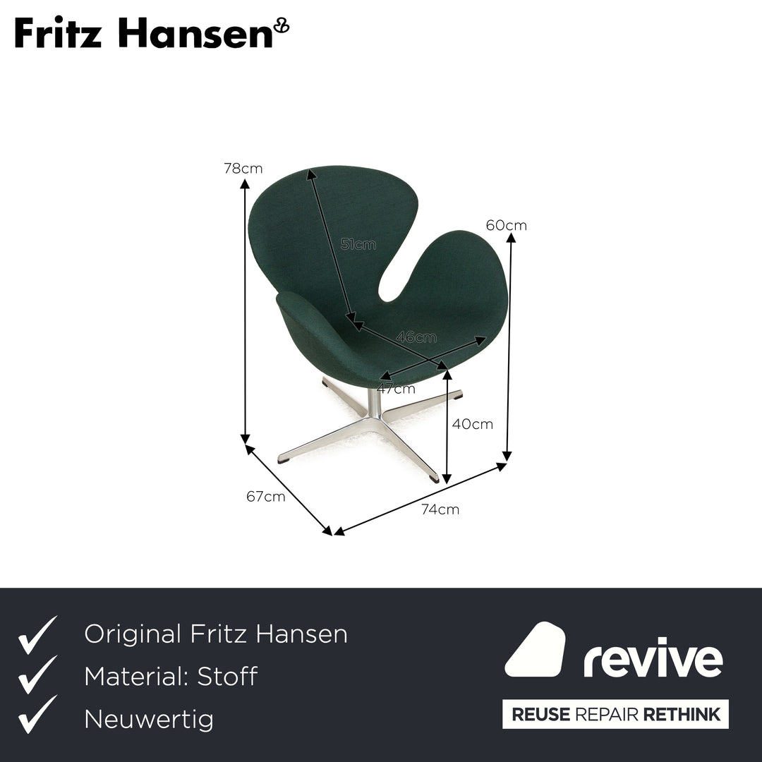 Fritz Hansen Swan Fabric Armchair Green