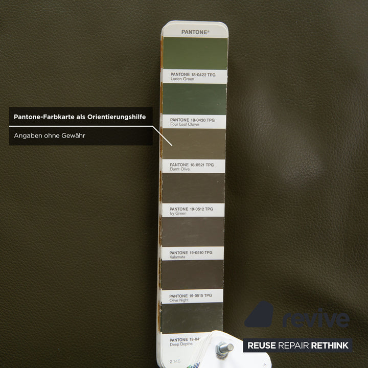 Canapé deux places en cuir vert olive FSM Claro avec fonctions manuelles et électriques