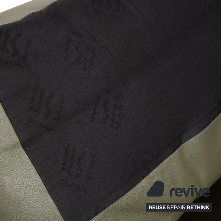 Canapé deux places en cuir vert olive FSM Claro avec fonctions manuelles et électriques