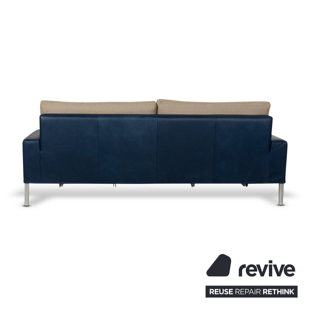 FSM Clarus cuir trois places bleu marron canapé canapé fonction manuelle