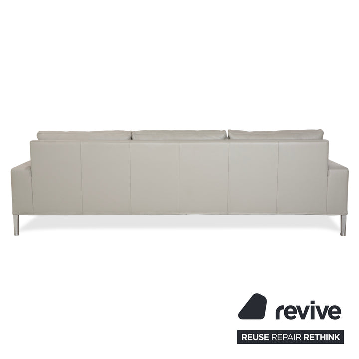 FSM Clarus Leder Dreisitzer Grau Kiesel Sofa Couch manuelle Funktion