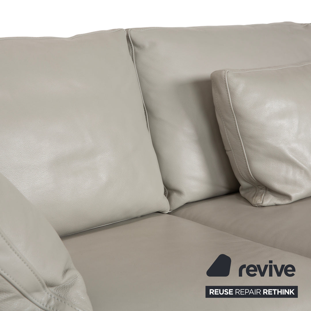 FSM Clarus Dreisitzer Leder Grau Hellgrau Sofa Couch manuelle Funktion