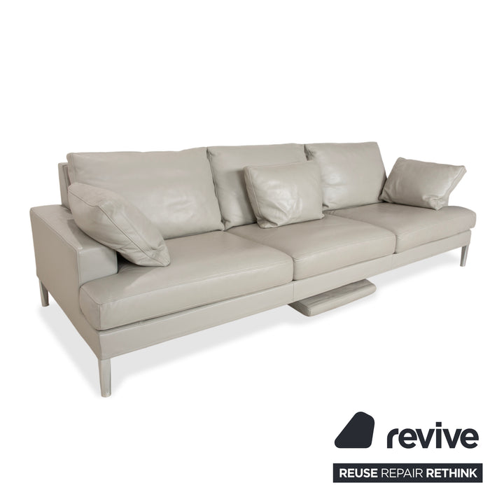 FSM Clarus Dreisitzer Leder Grau Hellgrau Sofa Couch manuelle Funktion