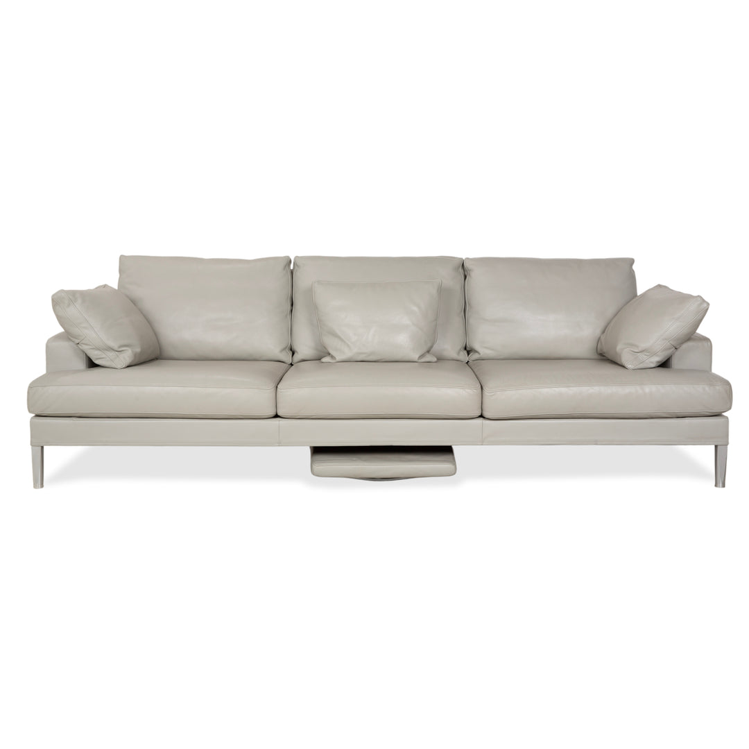 FSM Clarus Dreisitzer Leder Grau Hellgrau Sofa Couch manuelle Funktion
