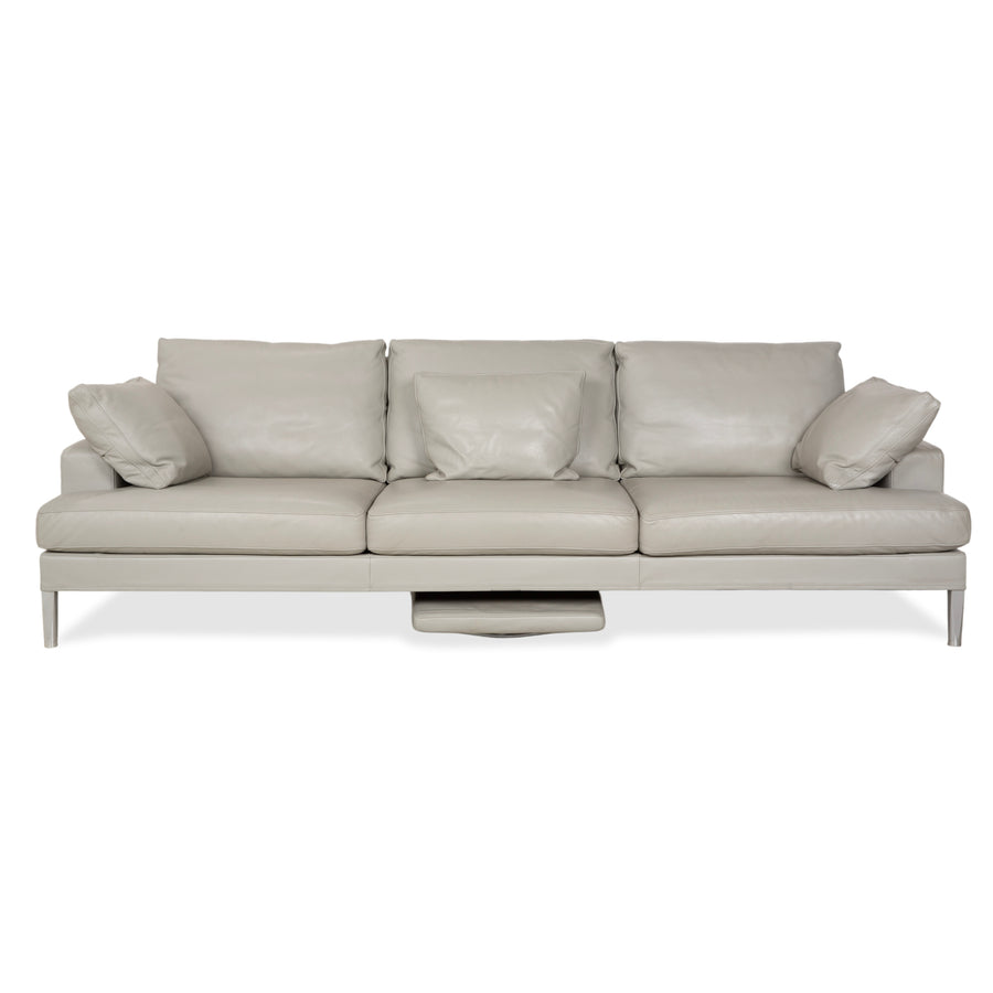 FSM Clarus Leder Dreisitzer Grau Kiesel Sofa Couch manuelle Funktion